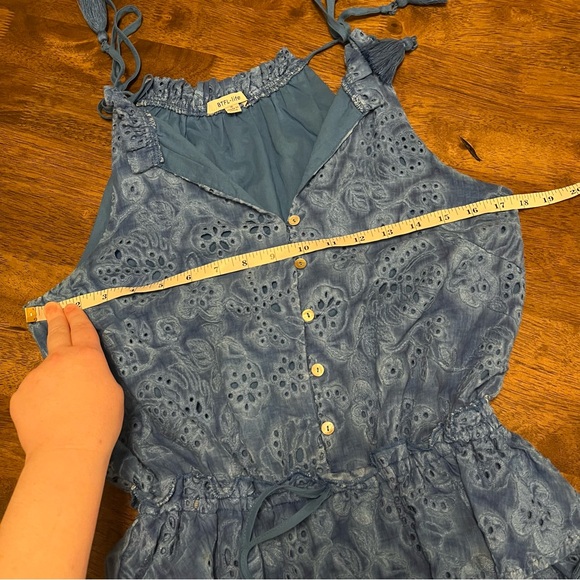 Anthropologie BTFL-Life Women's Blue Tie Dye Ruffle Mini Dress Eyelet Small - Picture 8 of 13
